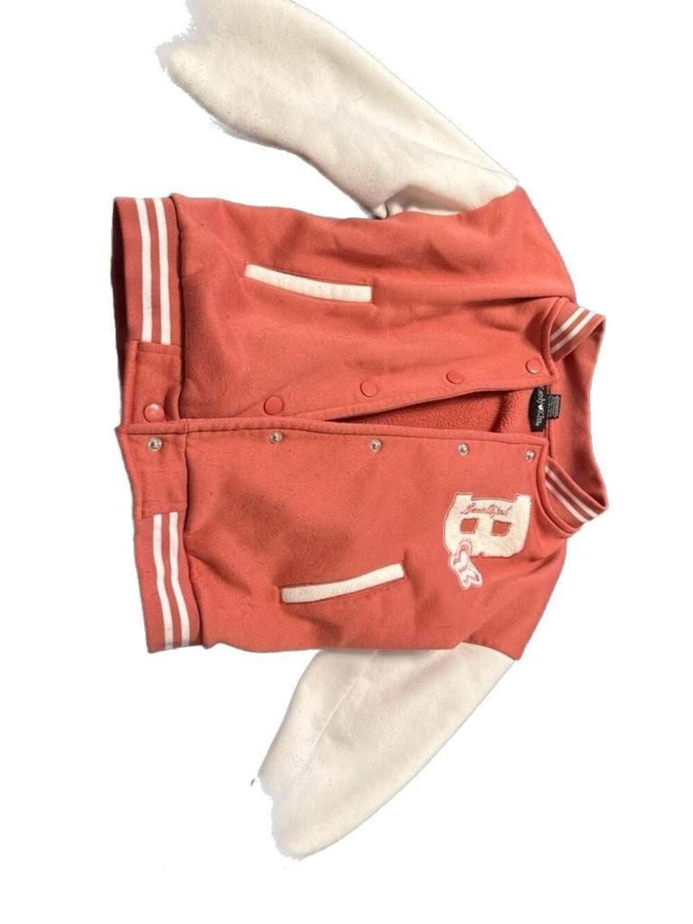 Kandy Kiss Girls Coral Pink & White Varsity Jacket Size S (7/8) Beautiful Butter